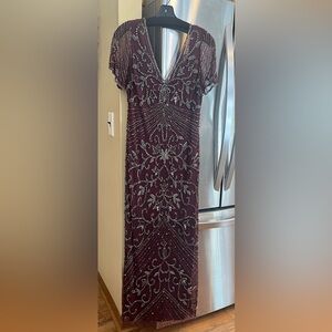 Elegant Burgundy Beaded Dress